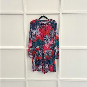 Long Sleeve romper with tropical pattern